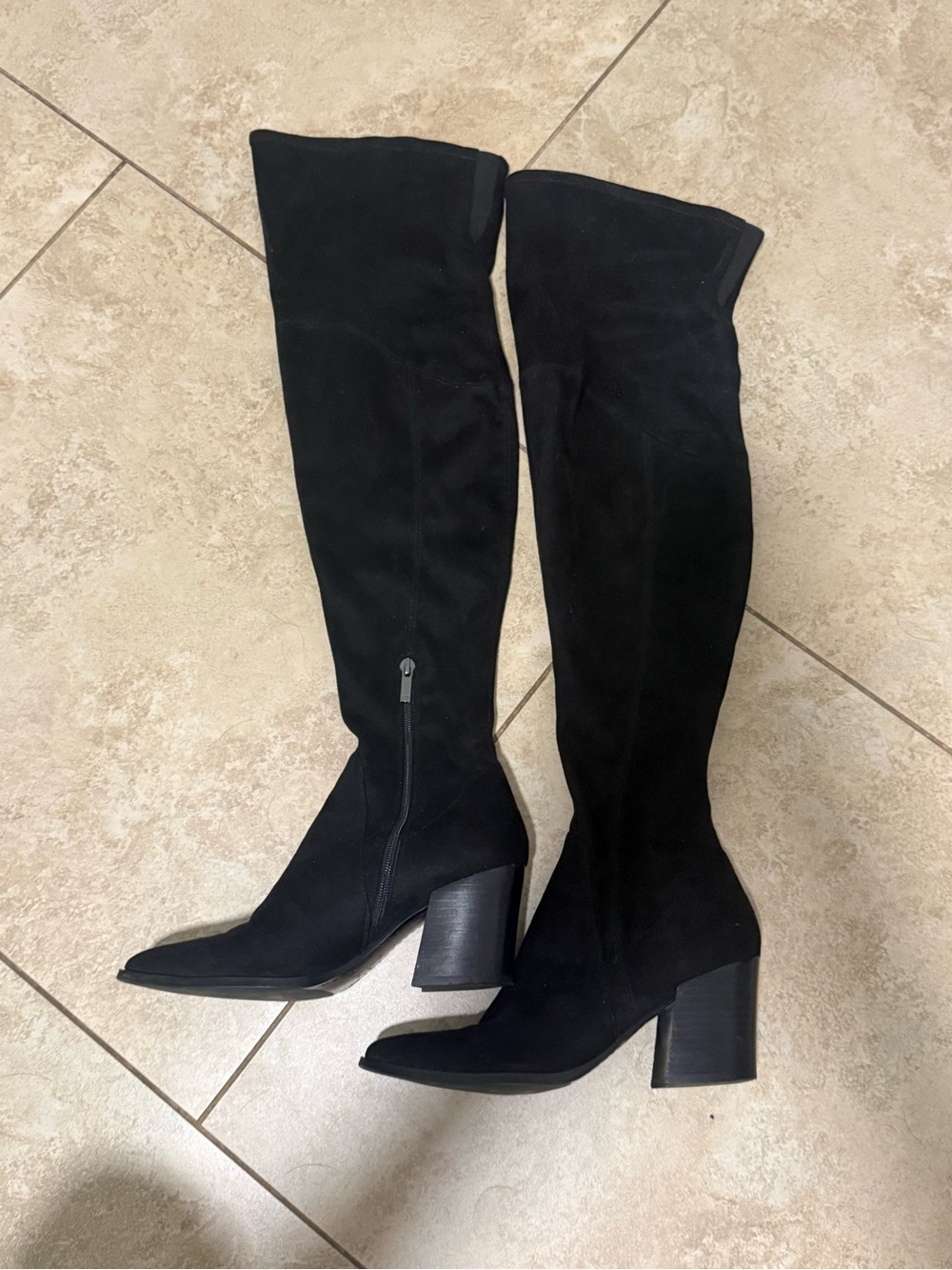Marc Fisher Black Over-the-Knee Block Heel Boots